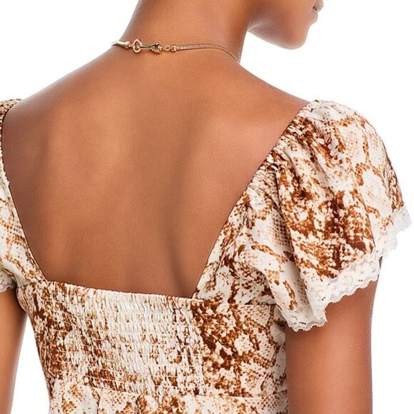 WAYF “Melissa” Lace-Trim Top | Sweetheart Tie • Flutter Sleeve • Lined | NWT M - Picture 5 of 7